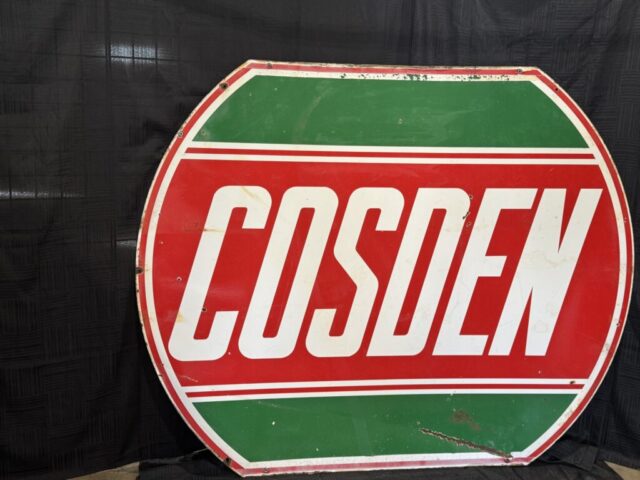 Vintage Cosden oil and gas advertising sign collectible