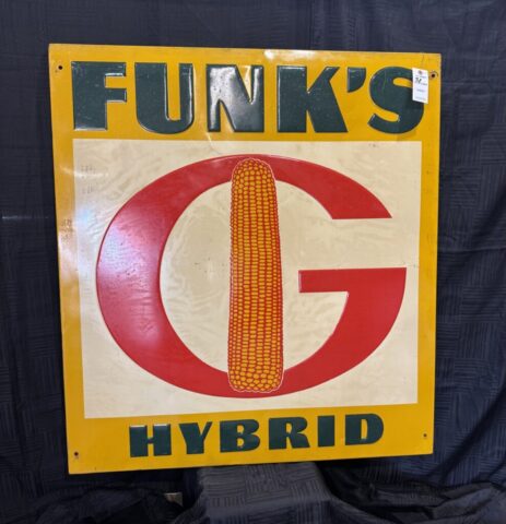 Vintage Funk’s G Hybrid corn seed advertising sign collectible