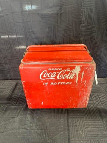 Vintage Coca-Cola metal cooler, classic soda advertising collectible