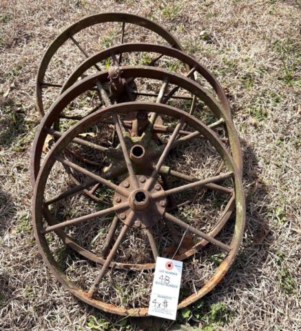 Antique Iron Wheels for sale in online auction offered by Kiefer Auctioneers in Texas