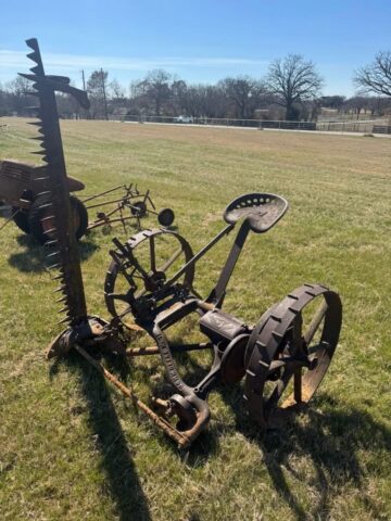 Antique sickle bar mower for sale in public auction offered by Kiefer Auctioneers in Texas