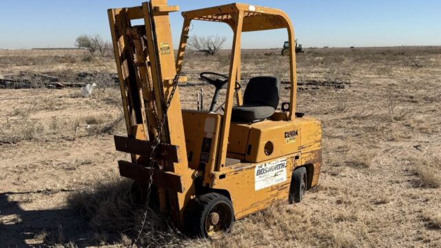Clark C500-20 gas-powered forklift in public auction offered by Kiefer Auctioneers in West Texas