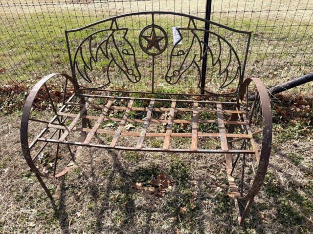 Custom Metal Outdoor Horse-Themed Bench for sale in online auction offered by Kiefer Auctioneers in Texas