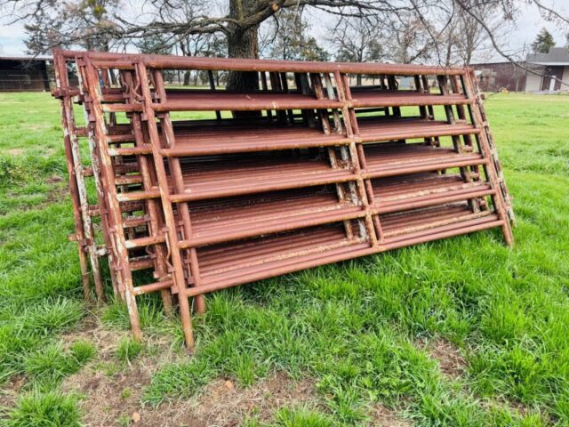 Livestock panels for sale in online farm auction offered by Kiefer Auctioneers in Texas