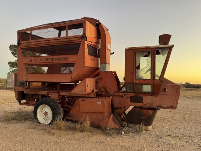 Hesston 55 cotton stripper in public auction offered by Kiefer Auctioneers in West Texas