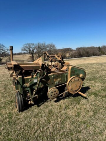 John Deere antique square baler for sale in public auction offered by Kiefer Auctioneers in Texas