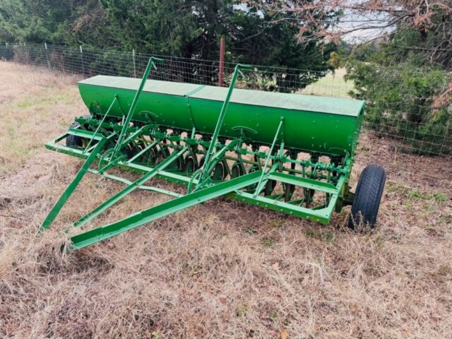 John Deere grain drill for sale in online auction offered by Kiefer Auctioneers in Texas