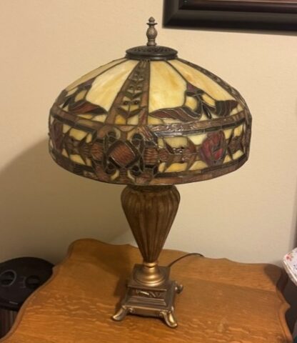 Art Nouveau Antique Stained Glass Shade Library Desk Lamp in upcoming online auction offered by Kiefer Auctioneers in Texas