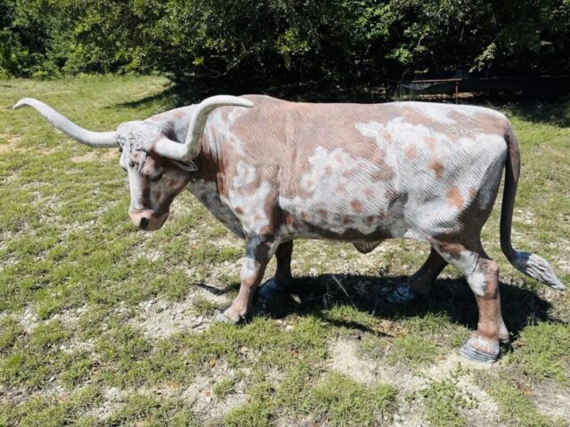 Life size Texas Longhorn statue in upcoming online auction offered by Kiefer Auctioneers in Texas