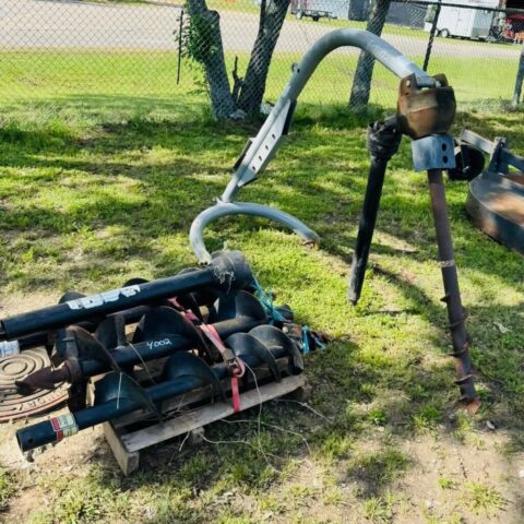Post hole digger attachments in upcoming public auction offered by Kiefer Auctioneers in Texas
