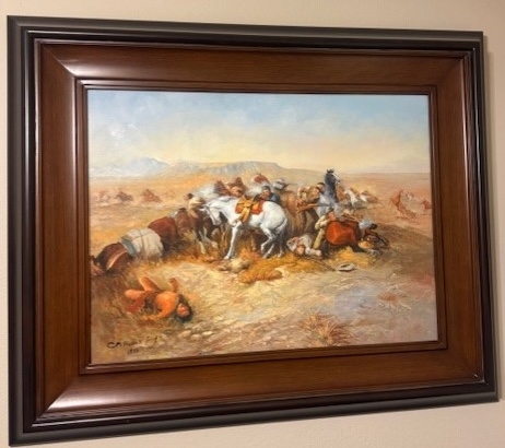 Russell A Desperate Stand 1898 Wood Framed Canvas Print in upcoming online auction offered by Kiefer Auctioneers in Texas