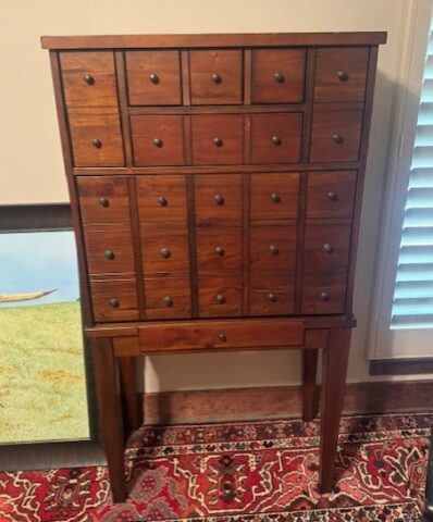 Vintage Apothecary Style Writing Desk in upcoming online auction offered by Kiefer Auctioneers in Texas
