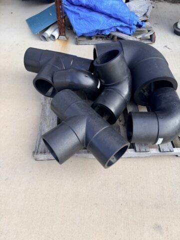 Industrial plumbing pipe fittings for sale in upcoming public auction offered by Kiefer Auctioneers in Texas