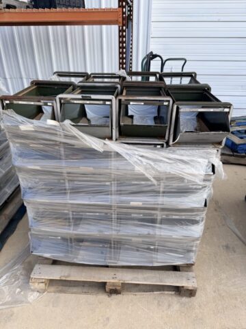 Industrial stackable metal storage bin sets for sale in upcoming public auction offered by Kiefer Auctioneers in Texas